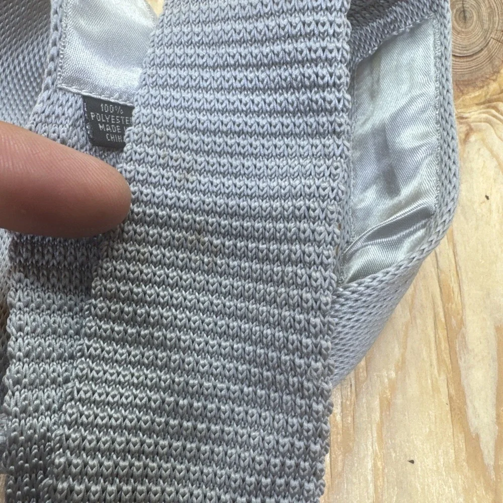 Altea‎ Milano Gray Knit Tie Men's Textured Necktie Italy Modern Classic Workwear